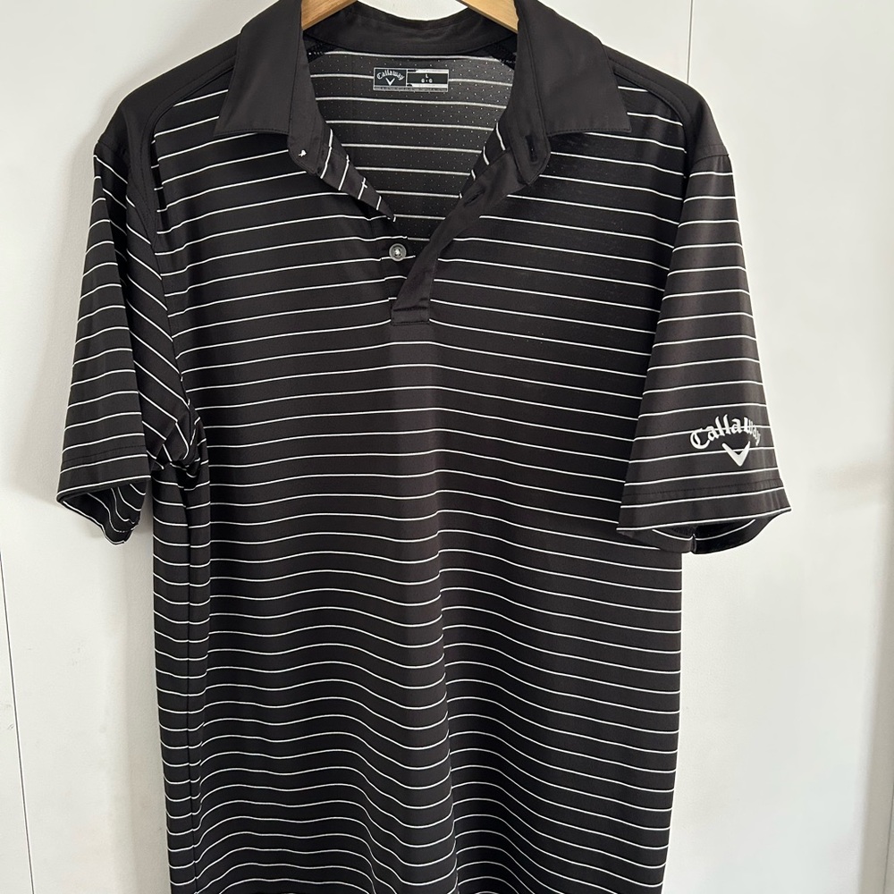 Callaway Black and White Polo Shirt Classic Stripes